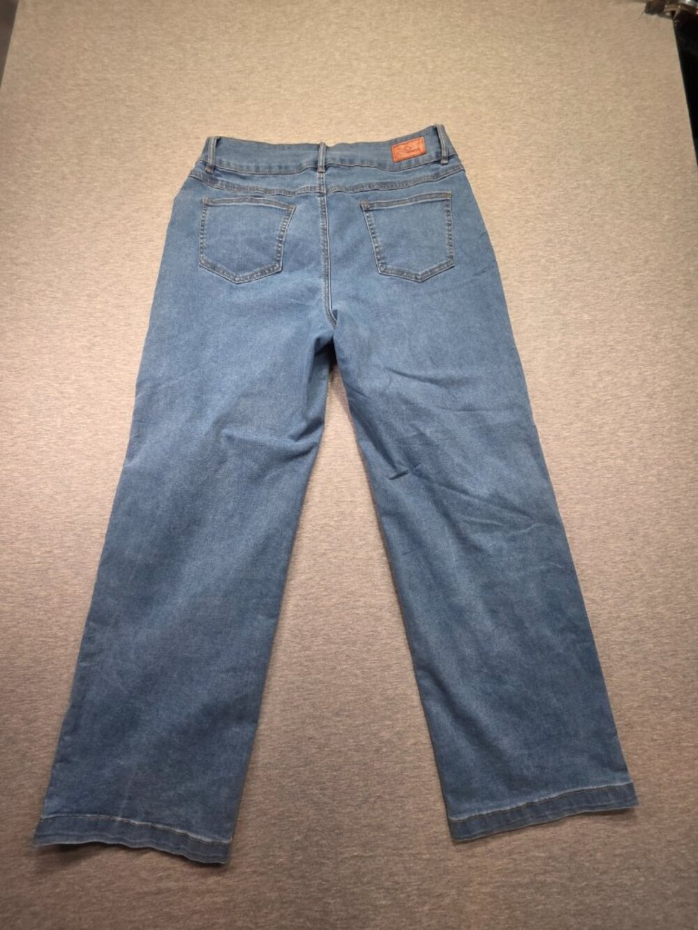 Sidefeel Women's High Waist Wide Leg Straight Jeans Size 14 Sky Blue Stretchy - Picture 4 of 6